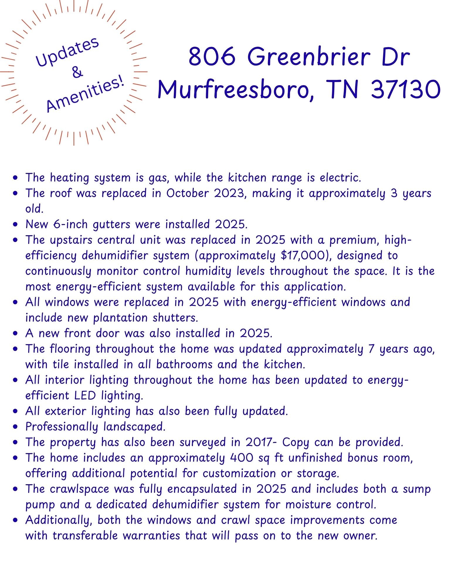 806 Greenbrier Drive Murfreesboro TN 37130